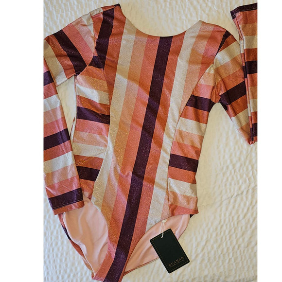 New Free People x Boamar Malpelo One-Piece Metallic Stripe Swimsuit $180 LARGE - Picture 4 of 7